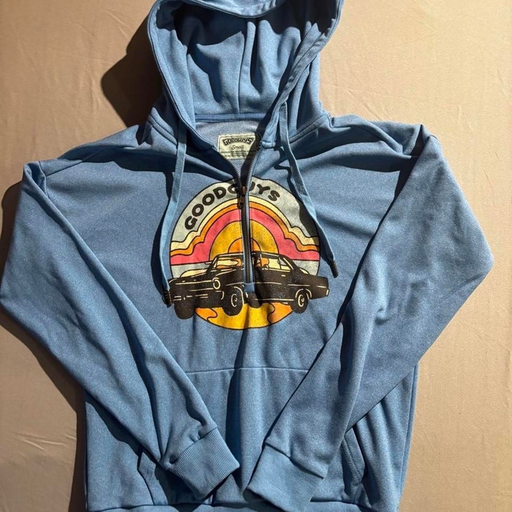 Good Guys blue zip up hoodie discounted